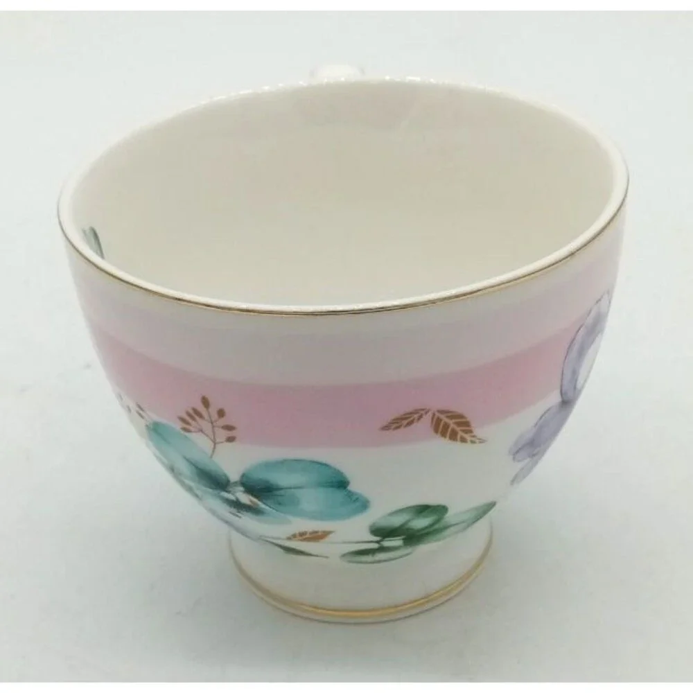 Grace Teaware Fine Porcelain Floral Pink Purple Flowers Oversize Teacup New